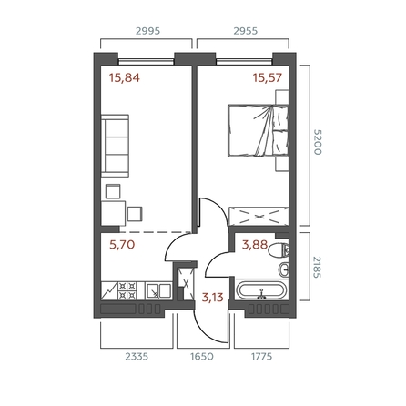 
  Продается 1-комн. квартира 44.12 м², в ЖК Салют. Фото 1.