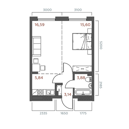 
  Продается 1-комн. квартира 45.05 м², в ЖК Салют. Фото 2.