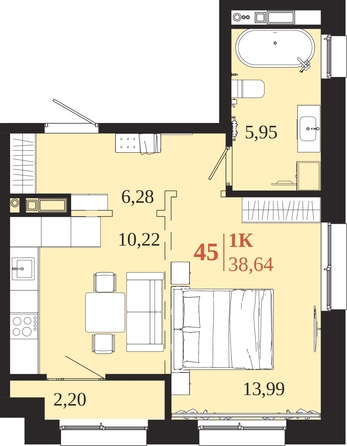 
  Продается 1-комн. квартира 38.64 м², в ЖК 1661. Фото 1.