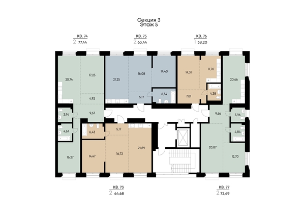 
  Продается 2-комн. квартира 72.69 м², в ЖК ВЕКТОР премиум-квартал, дом 1. Фото 4.