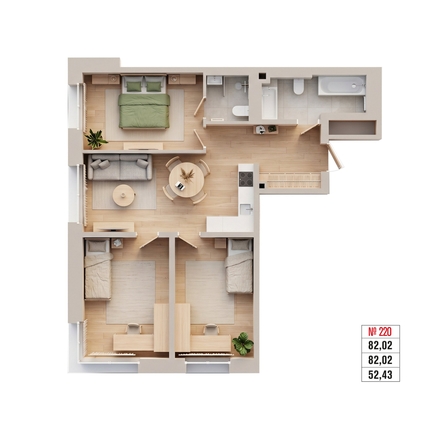 
  Продается 4-комн. квартира 82.02 м², в ЖК Стрижи Сити, блок-секции 6,7. Фото 2.