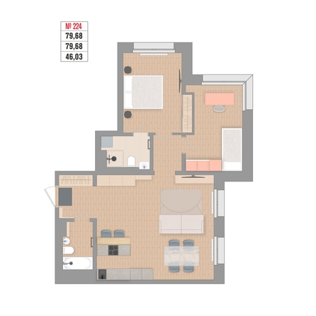 
  Продается 3-комн. квартира 79.68 м², в ЖК Стрижи Сити, блок-секции 6,7. Фото 3.