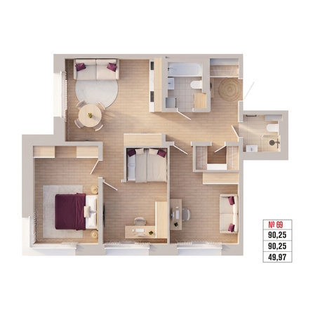 
  Продается 3-комн. квартира 90.25 м², в ЖК Стрижи Сити, блок-секции 6,7. Фото 2.