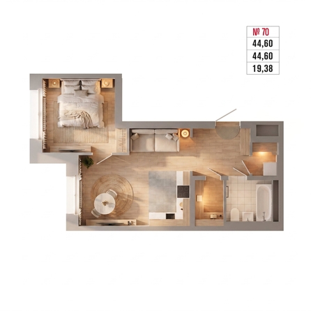 
  Продается 2-комн. квартира 44.6 м², в ЖК Стрижи Сити, блок-секции 6,7. Фото 1.