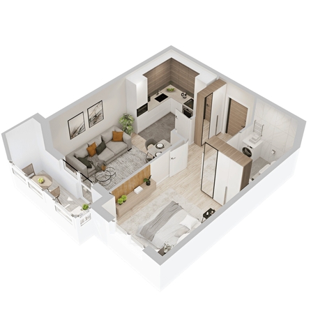 
  Продается 1-комн. квартира 43.98 м², в  ЖиВой комплекс на Кузьмихе. Фото 1.