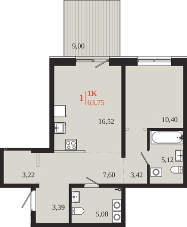 
  Продается 1-комн. квартира 63.75 м², в ЖК 1661. Фото 1.