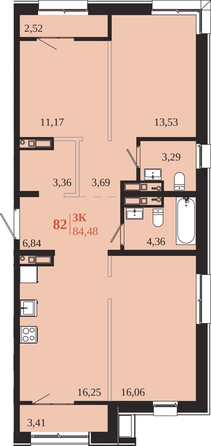 
  Продается 3-комн. квартира 84.48 м², в ЖК 1661. Фото 1.
