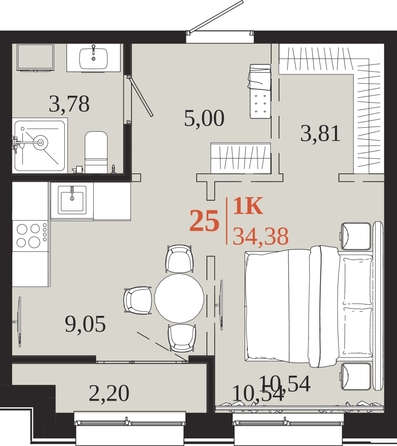 
  Продается 1-комн. квартира 34.38 м², в ЖК 1661. Фото 1.