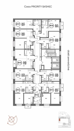 
  Продается студия 26.57 м², в ЖК СОЮЗ ПРИОРИТИ МАХ, д. 4. Фото 7.