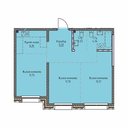 
  Продается 3-комн. квартира 53.4 м², в ЖК Стрижи Сити, блок-секции 8,9. Фото 1.