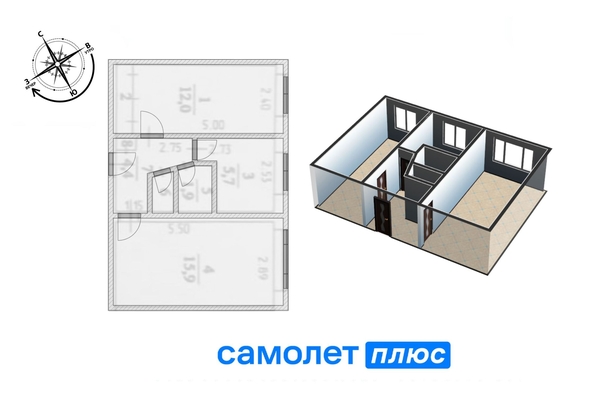 
   Продам 2-комнатную, 42.4 м², Сибиряков-Гвардейцев (2/3-Л) тер, 8

. Фото 8.