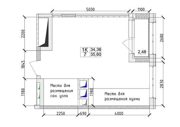 
   Продам 1-комнатную, 35.6 м², 7 высот, дом 6а

. Фото 6.