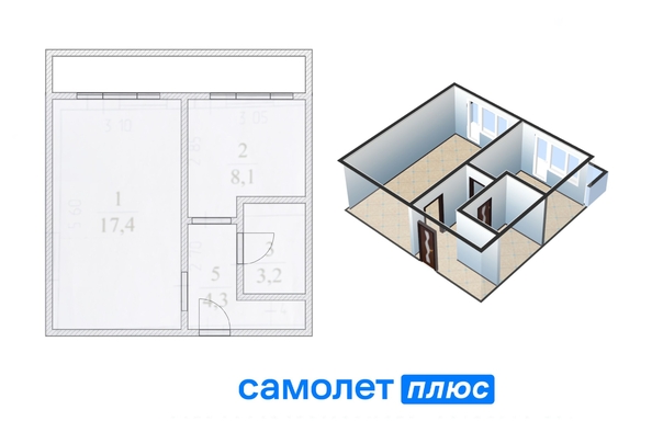 
   Продам 1-комнатную, 33.4 м², Строителей б-р, 5

. Фото 2.