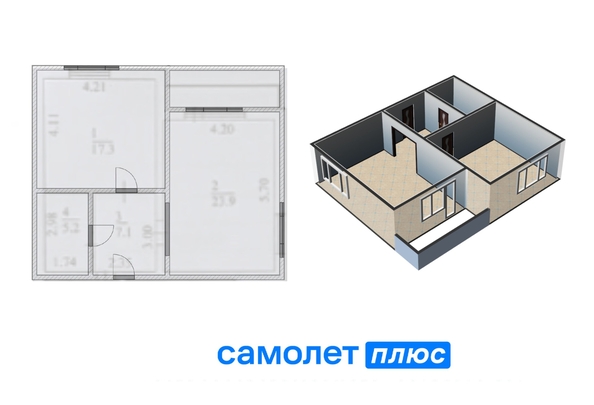 
   Продам 1-комнатную, 53.5 м², Свободы ул, 15

. Фото 2.