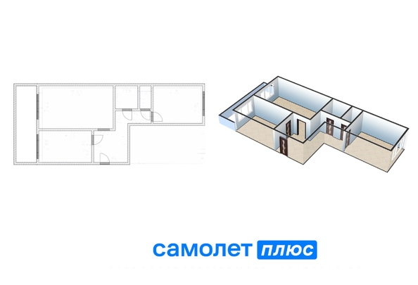 
   Продам 2-комнатную, 59.5 м², Гагарина ул, 51А

. Фото 2.