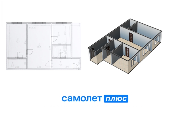 
  Продается 2-комн. квартира, 43.3 м², Луначарского ул, д. 14
. Фото 17.