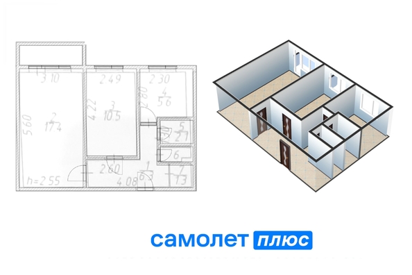 
   Продам 2-комнатную, 44.3 м², Строителей б-р, 46б

. Фото 2.