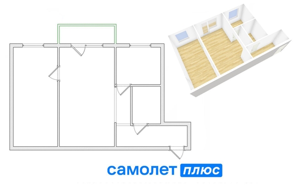 
   Продам 2-комнатную, 46.3 м², Гагарина ул, 155

. Фото 2.