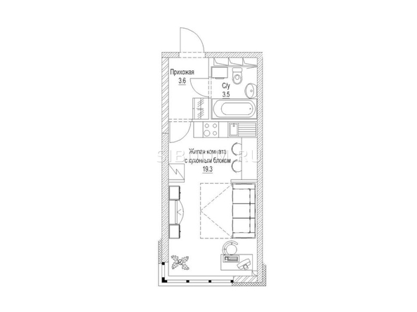 
   Продам студию, 28 м², Солнечный б-р, 10

. Фото 5.