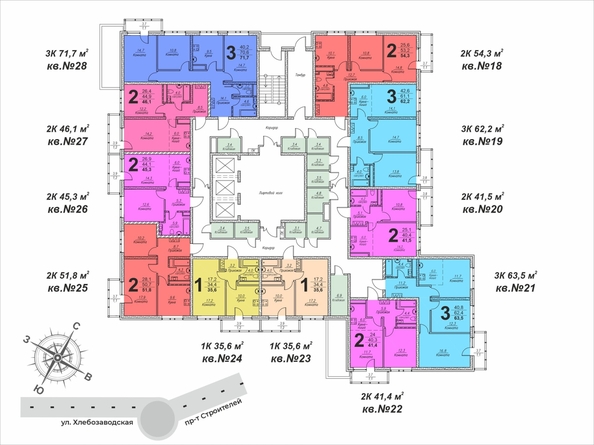 
  Продается 3-комн. квартира, 63.5 м², ЖК Планета, корпус 1
. Фото 1.