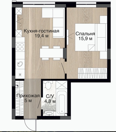 
  Продается 2-комн. квартира 46.4 м², в ЖК Южный, дом Ю-17. Фото 3.