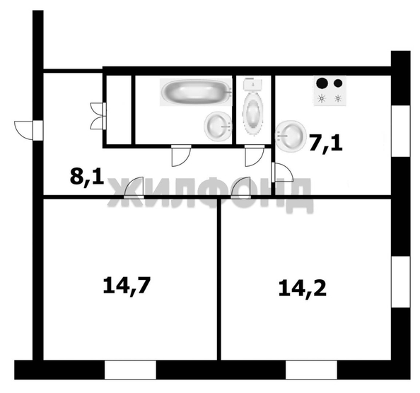 
   Продам 2-комнатную, 49.4 м², 25 лет Октября ул, 25/1

. Фото 15.