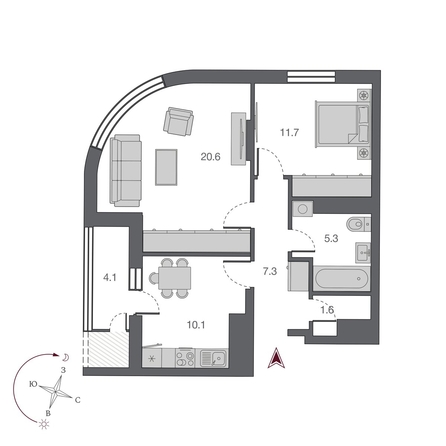 
  Продается 2-комн. квартира, 61.6 м², ЖК Беринг, дом 2
. Фото 1.
