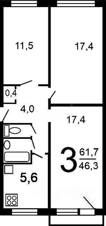 
  Сдам в аренду 3-комнатную квартиру, 62 м², Новосибирск

. Фото 16.