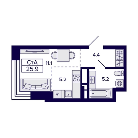 
  Продается студия, 25.9 м², ЖК Citatum (Цитатум)
. Фото 1.