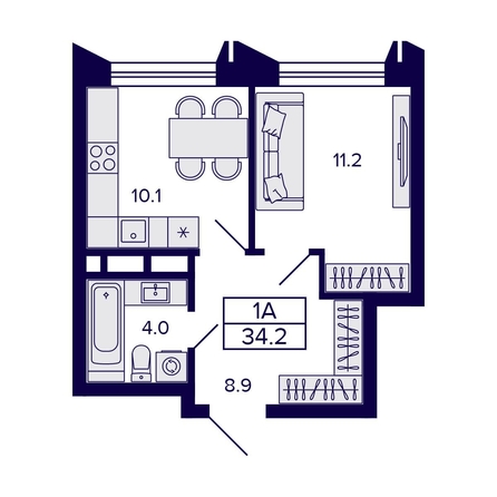 
  Продается 1-комн. квартира, 34.2 м², ЖК Citatum (Цитатум)
. Фото 2.