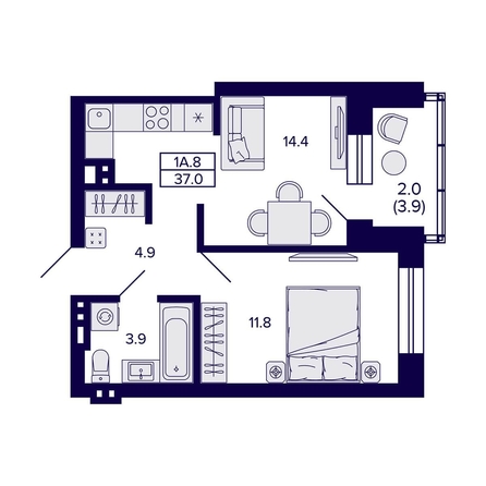
  Продается 1-комн. квартира, 37 м², ЖК Сподвижники
. Фото 1.