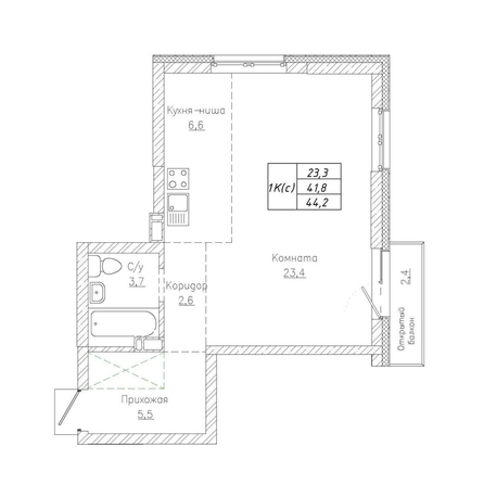 
  Продается студия, 44.1 м², ЖК Тихий
. Фото 1.