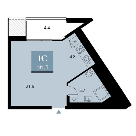 
  Продается студия, 31.7 м², ЖК Беринг, дом 2
. Фото 3.
