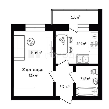 
  Продается 1-комн. квартира, 32.5 м², Ключ-Камышенское Плато ул, д. 13
. Фото 26.