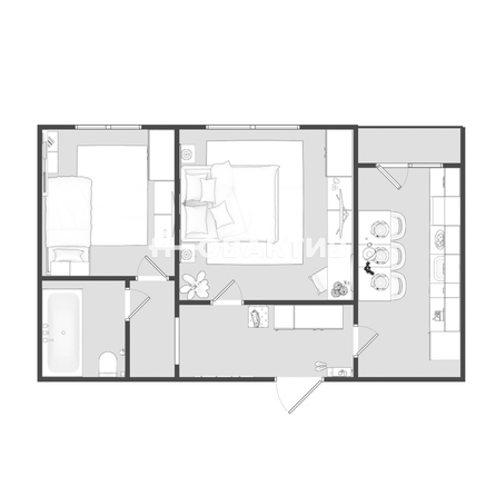 
  Продается 2-комн. квартира, 41.7 м², Крылова ул, д. 64Б
. Фото 4.