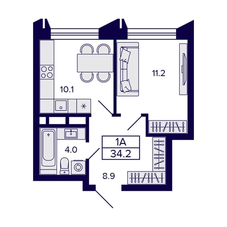 
  Продается 1-комн. квартира, 34.2 м², ЖК Citatum (Цитатум)
. Фото 1.