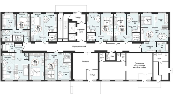 
  Продается 3-комн. квартира, 75.2 м², ЖК Одоевский, дом 1
. Фото 1.