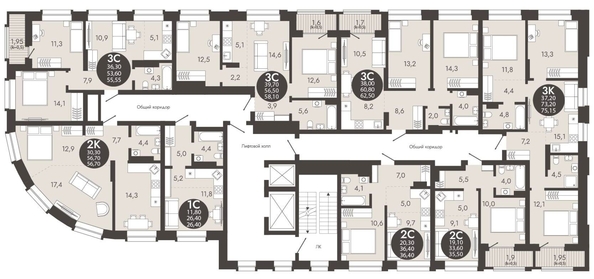 
  Продается 3-комн. квартира, 55.55 м², ЖК Флагман Холл
. Фото 1.