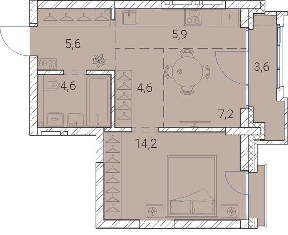 
  Продается 1-комн. квартира, 45.7 м², ЖК Тайм Сквер
. Фото 19.