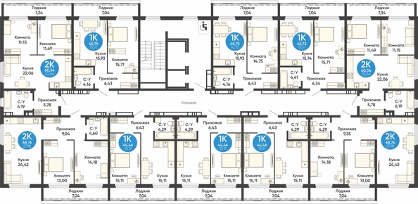 
  Продается 2-комн. квартира, 60.34 м², ЖК Квартал на Большой, дом 1
. Фото 1.