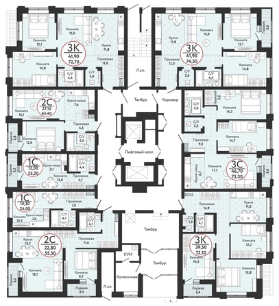 
  Продается 3-комн. квартира, 74.5 м², ЖК Одоевский, дом 3
. Фото 1.