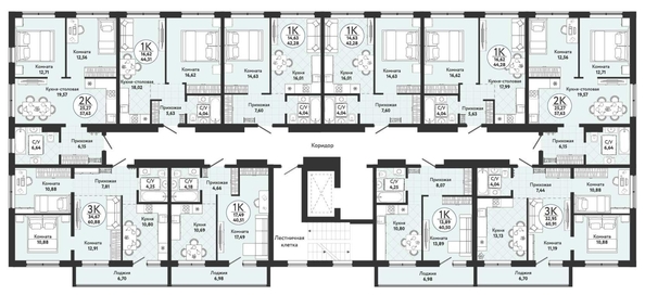 
  Продается 3-комн. квартира, 60.91 м², ЖК Одоевский, дом 4
. Фото 1.