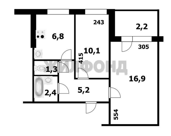 
  Продается 2-комн. квартира, 42.9 м², Связистов ул, д. 11
. Фото 7.