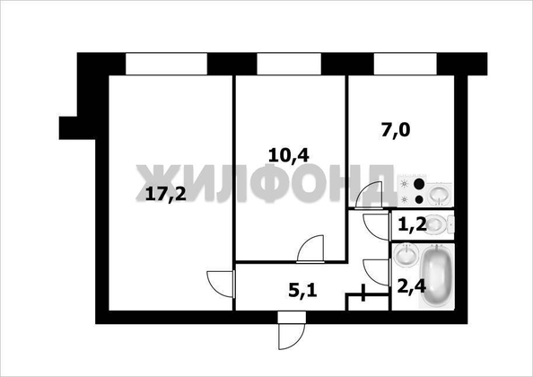 
  Продается 2-комн. квартира, 43.6 м², Троллейная ул, д. 22
. Фото 16.