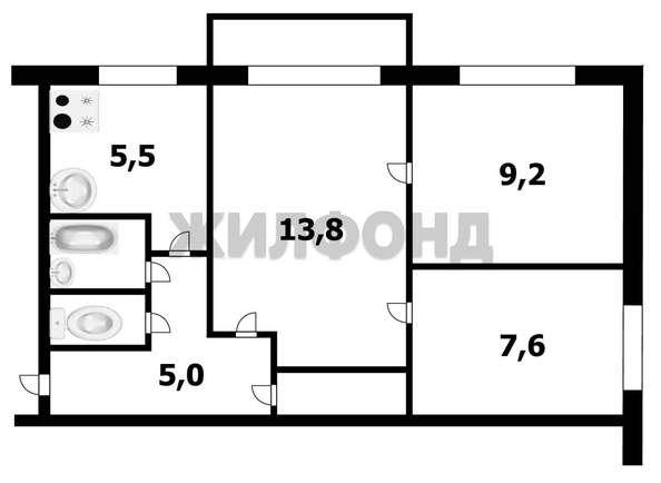 
  Продается 3-комн. квартира, 46.2 м², Петухова ул, д. 108
. Фото 11.