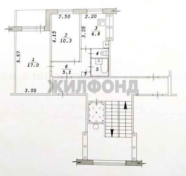 
  Продается 2-комн. квартира, 43.2 м², Железнодорожная ул, д. 2
. Фото 3.