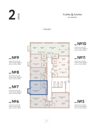 
  Продается 2-комн. квартира 46.7 м², в ЖК Флора и Фауна, 18а. Фото 3.