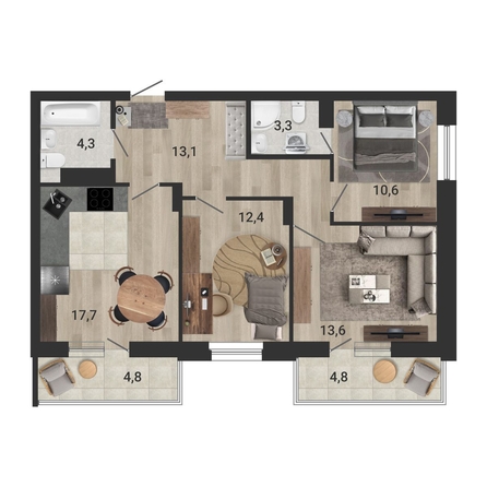 
  Продается 4-комн. квартира, 77.6 м², ЖК Тетрис, корпус 1
. Фото 1.