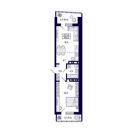 
  Продается 2-комн. квартира, 56 м², ЖК Grando (Грандо)
. Фото 1.