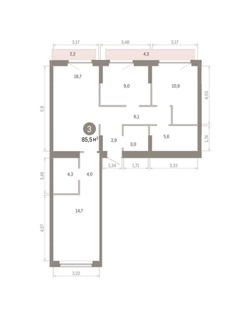 
  Продается 3-комн. квартира 85.48 м², в ЖК Пшеница, 6.1. Фото 2.
